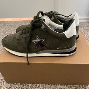 Vintage Havana Olive Green Sneakers with Star Detail